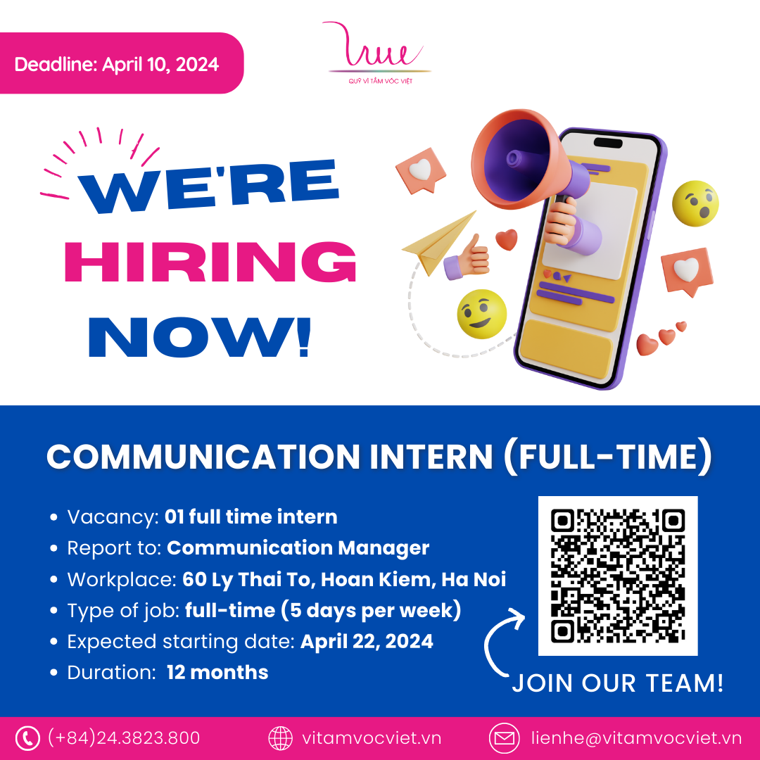 VSF Communication Intern (Full-time) recruitment - Deadline of submission: April 10, 2024.